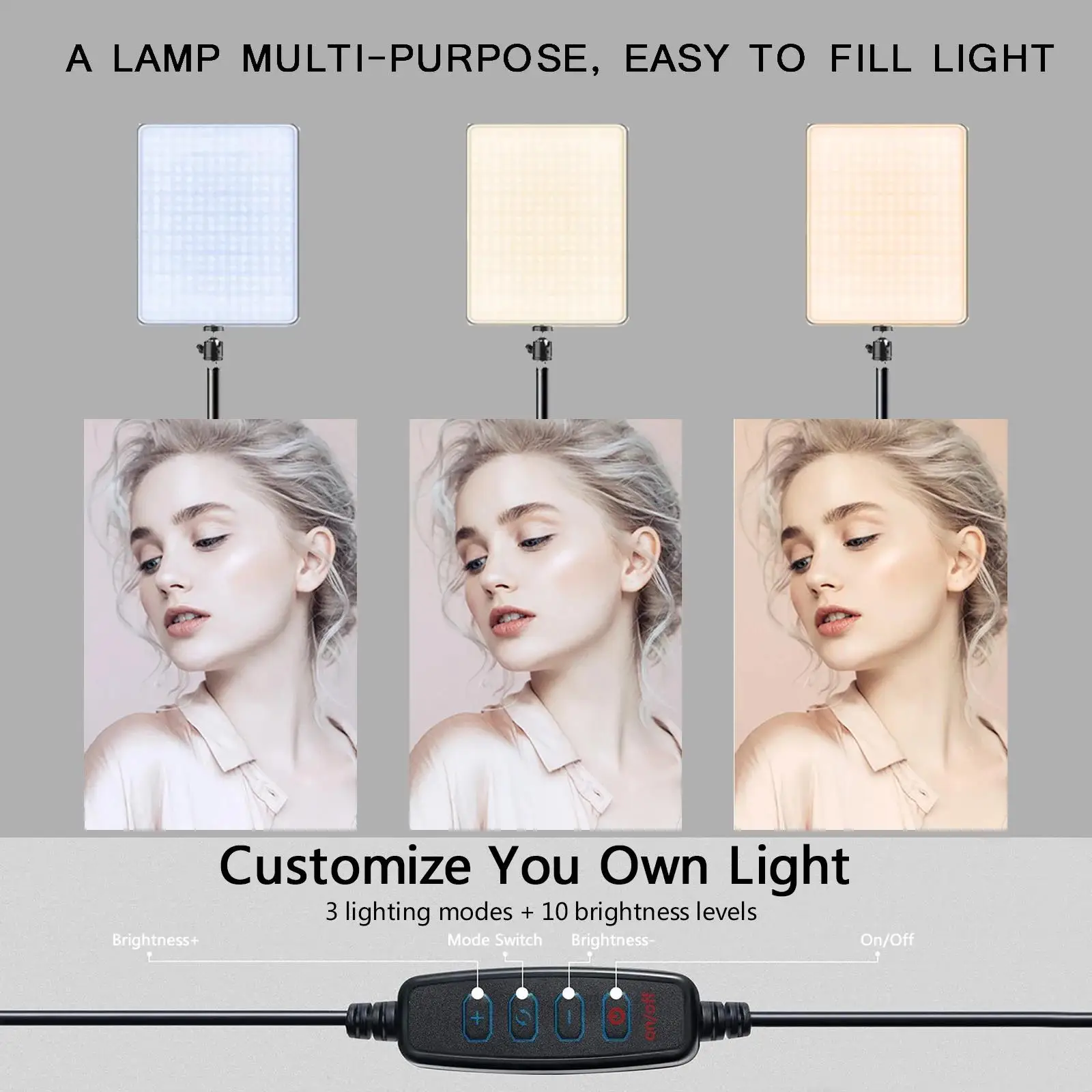 Lampy LED do wideo, oświetlenie konferencyjne, oświetlenie fotograficzne, lampka do selfie, lampa do studia fotograficznego ze statywem do nagrywania, transmisji na żywo, TikTok, Zoom
