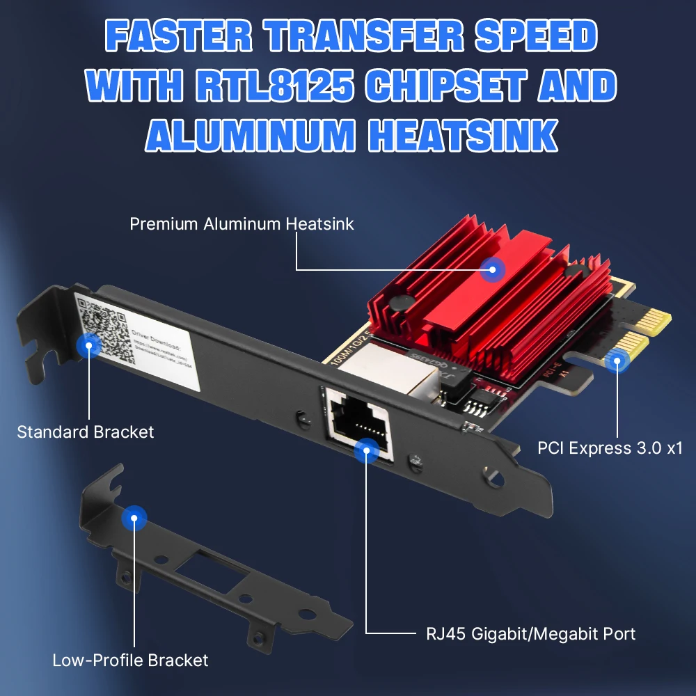 2.5G PCI-E To RJ45 Network Card 2500M Ethernet Lan adapter RTL8125 PCI Express Fast WiFi adaptador For Desktop PC