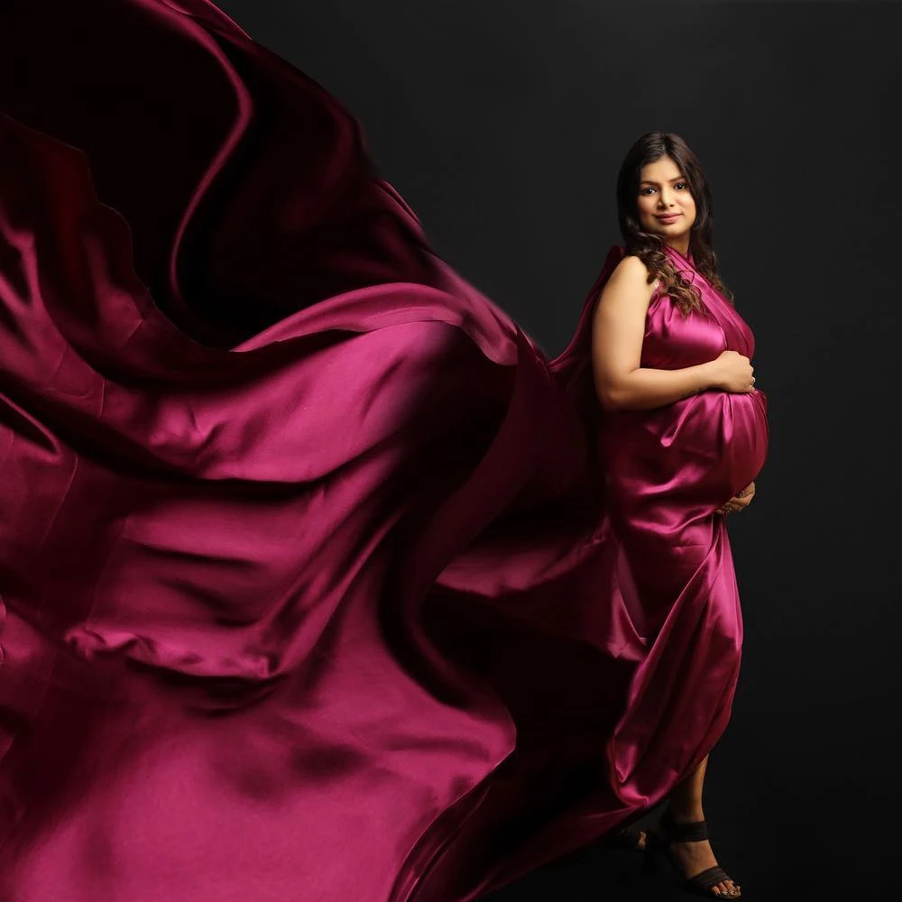 Maternity Photography Props Photoshoot Background Cloth Bright Soft Satin Luster Fabric Studio Shooting Accessories