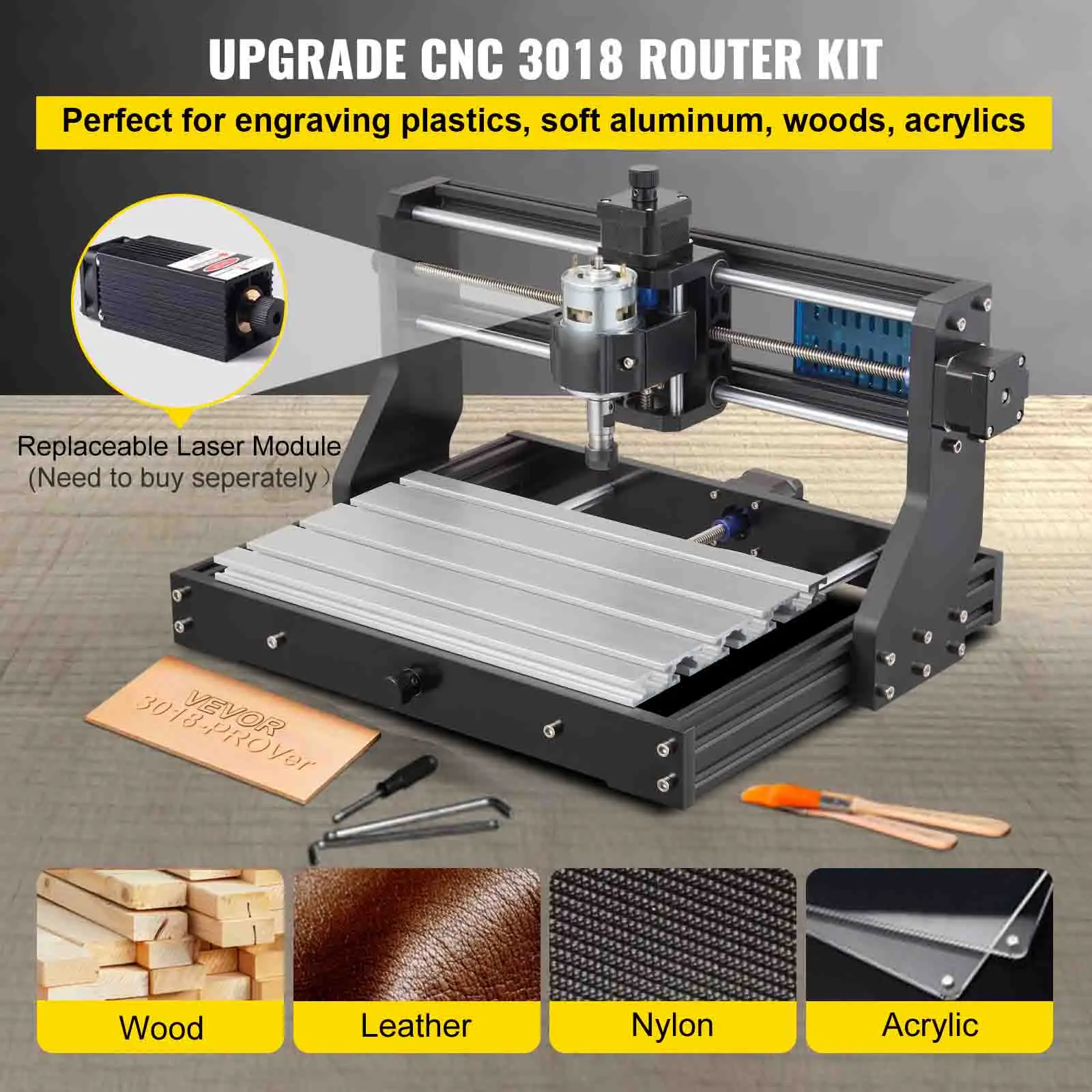 CNC 3018 PRO Macchina Control Mini incisore 300 × 180 × 45mm  con controller offline 3 assi Macchina per incisione NO LASER