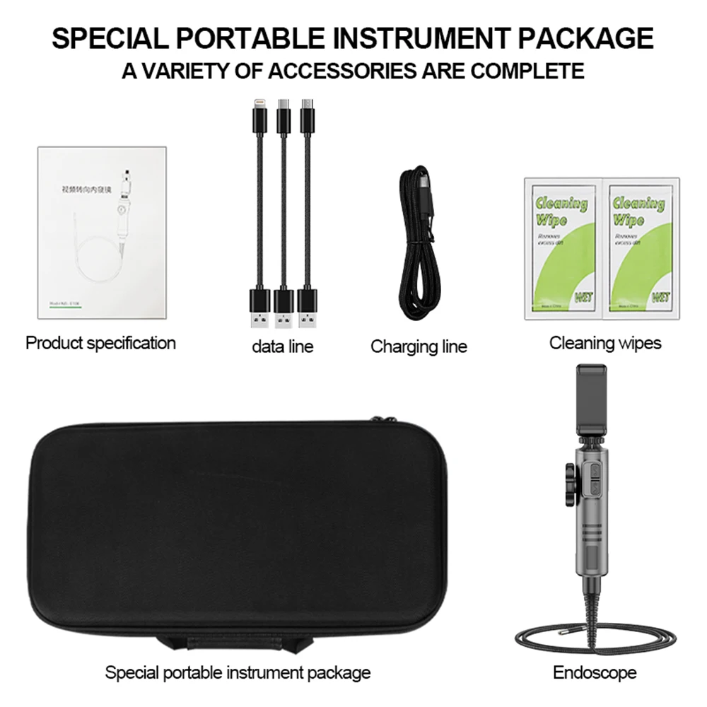 360 ° Rotatie Industriële Endoscoop Camera Met Licht Hd Articuleren Borescope Camera Auto Endoscoop Voor Ios Android