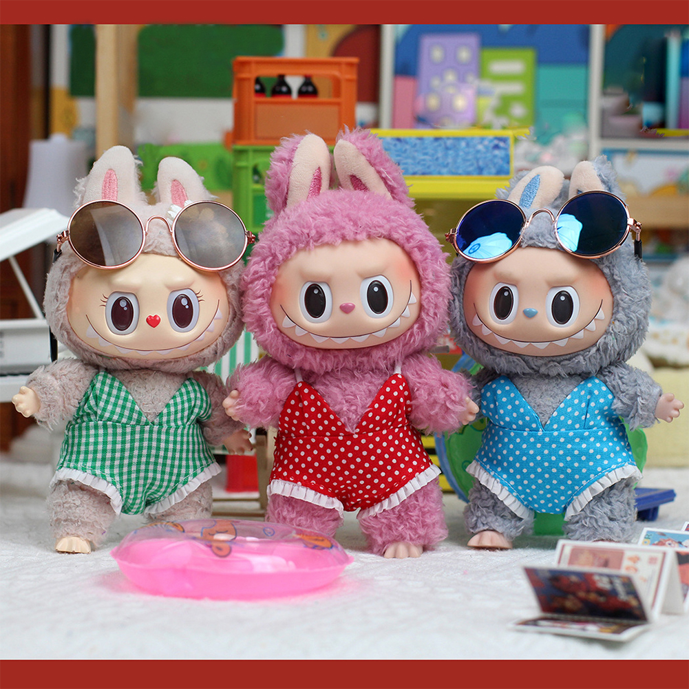 Для куклы Labubu 15/17 см, летний комплект бикини, солнцезащитные очки, модный купальник, аксессуары для плавания для 3,0, большой в энергию, Ropa Labubu
