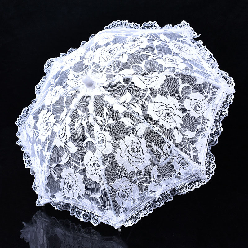 Bruid Bruiloft Paraplu Elegante Witte Kant Zonnescherm Paraplu Fotografie Props Bruids Huwelijk Party Stage Voeren Decor Props