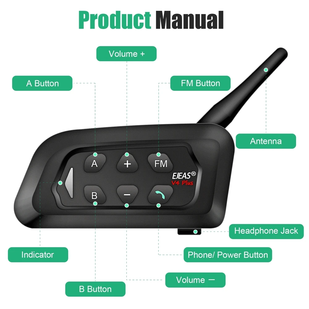 EJEAS V4C PLUS + 2 uds V6C PRO 3 usuarios árbitro intercomunicador auriculares 1200M Full Duplex Bluetooth auriculares interfono para conferencias de fútbol