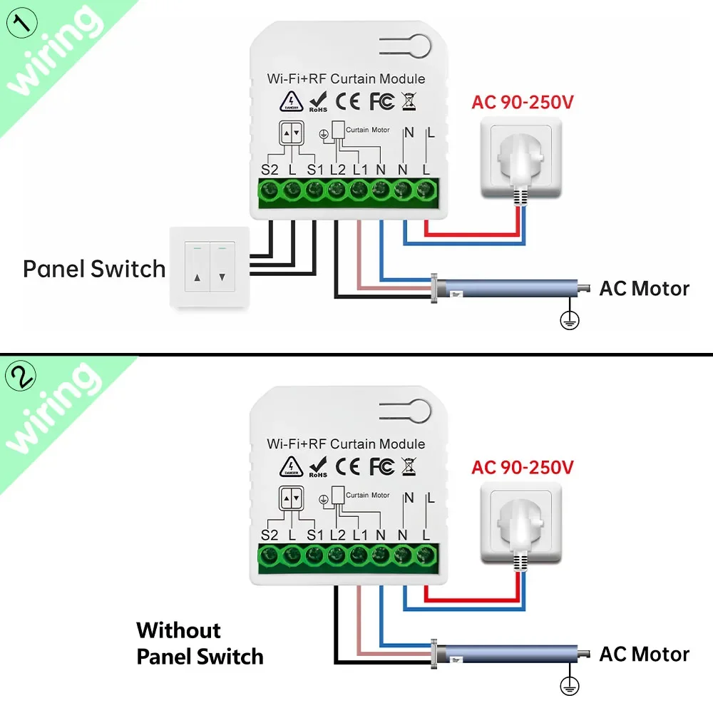 Tuya Smart Life interruptor de cortina Wifi Rf módulo de persiana enrollable 433mhz transmisor de panel de pared, para persianas de ventana de puerta de garaje Alexa