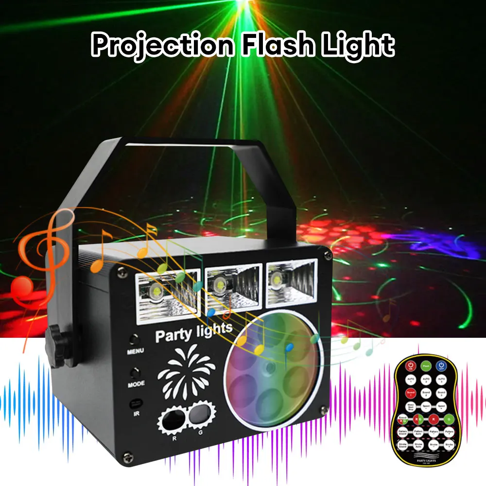 Светодиодный RGB-проектор, лазерный проектор со звуковой активацией