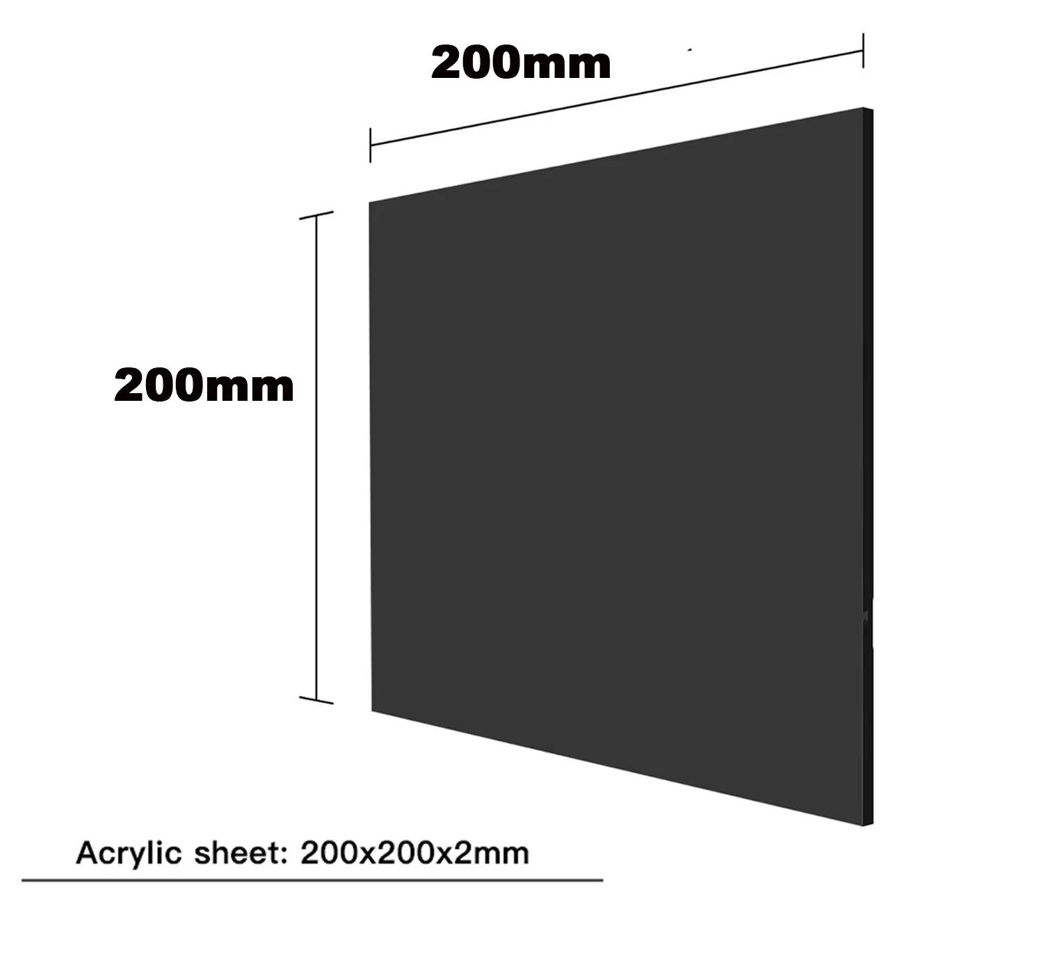 แผ่นอะคริลิคแผ่น Plexiglass สีดําสําหรับเลเซอร์แกะสลักแกะสลักตัดง่าย DIY วัสดุพลาสติกแผ่น 200x200x2 มม.