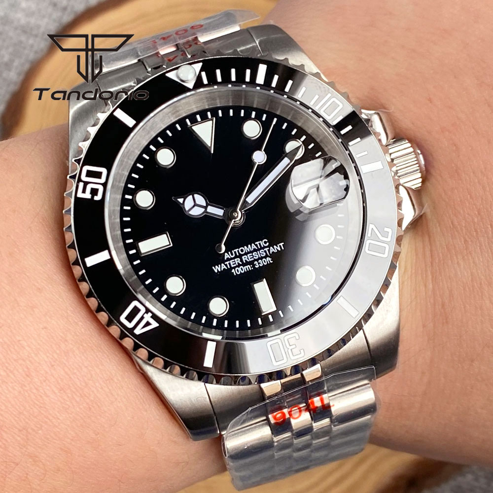 Tandorio NH35A Datum Edelstahl 40mm Dive Automatik Herrenuhr Saphirglas Drehbare Lünette Leuchtende mechanische Armbanduhr