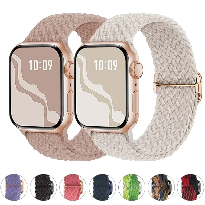 Pulseira solo trançada para apple watch ultra band 40mm 44mm 41mm 38mm 49mm 45mm pulseira de nylon elástica iwatch série 9 8 7 3 se