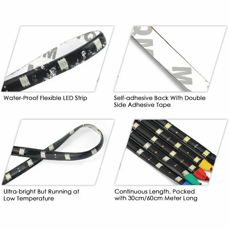 2 × 12 "ledボートライトデッキ礼儀弓トレーラーポンツーン12v防水ボートマリンデッキインテリア照明