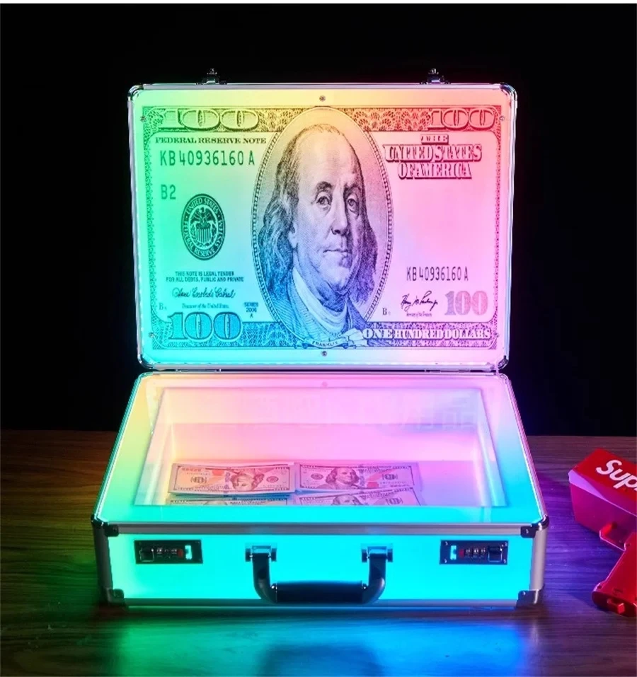Bar Club Customized US Dollar 100 Money Case Carrier Holder Box LED Bottle Presenter suitcase display VIP currency briefcase
