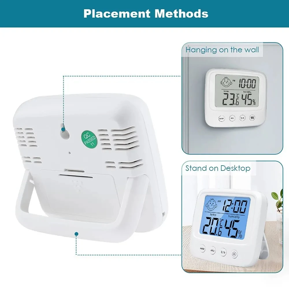 1 PC ใหม่ LCD ดิจิตอลอุณหภูมิ Baby Room ความชื้น Backlight บ้านในร่มอิเล็กทรอนิกส์เครื่องวัดอุณหภูมิเครื่องวัดอุณหภูมิสถานีอากาศ