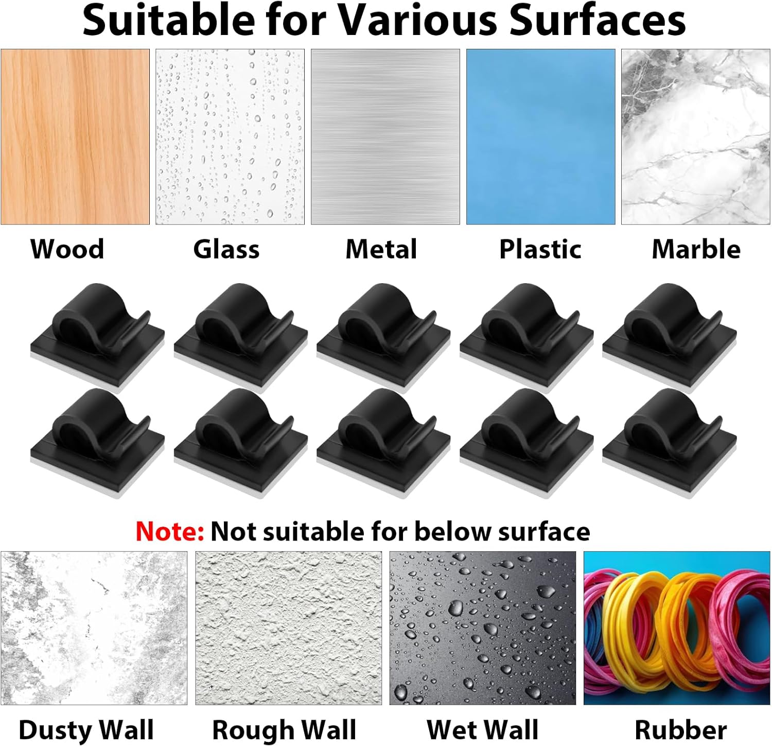 Clips organizadores de cables para carga USB, enrollador de bobina de líneas de datos, soporte de cables montado en la pared, Clip de Cables autoadhesivo, 5-50 Uds.