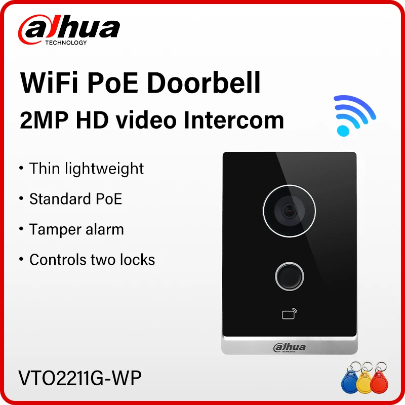 Dahua WiFi PoE 2MP Video Intercom Smart Home Nachtsicht Türklingel Kamera Karte/APP Entsperren IP65 RS485 P2P Original VTO2211G-WP-S2