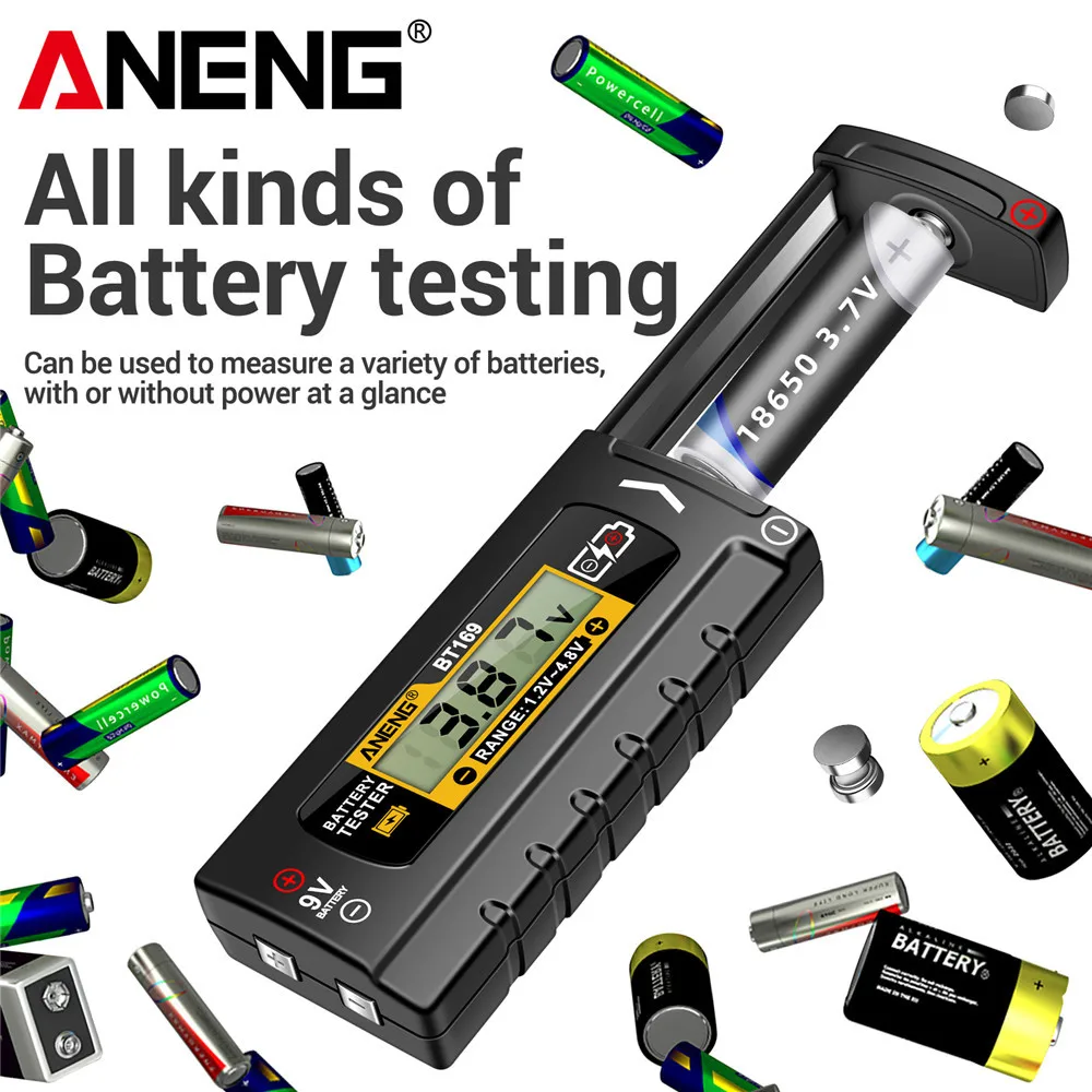 ANENG BT169 Probador de nivel de batería Pantalla digital Mediciones múltiples No requiere energía Herramientas portátiles de prueba de plástico ABS