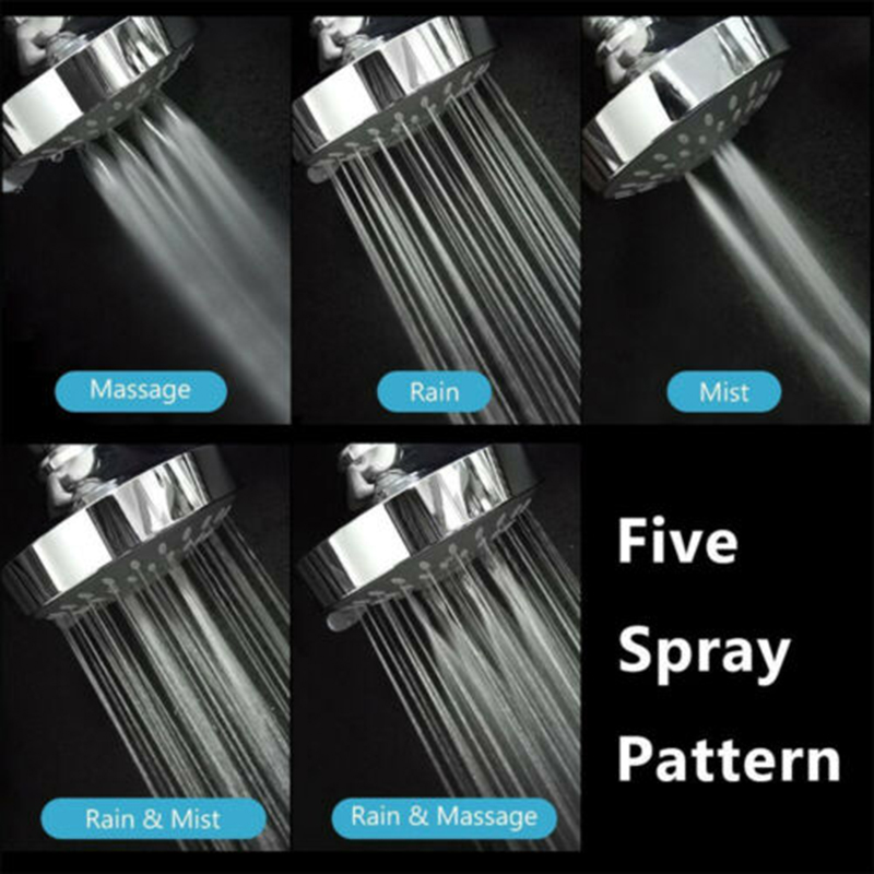 4Inch High Pressure Shower Head Sprayer 5 Modes Adjustable Rainfall Shower Head Sprayer Bathroom Fixture Faucet Replacement Part