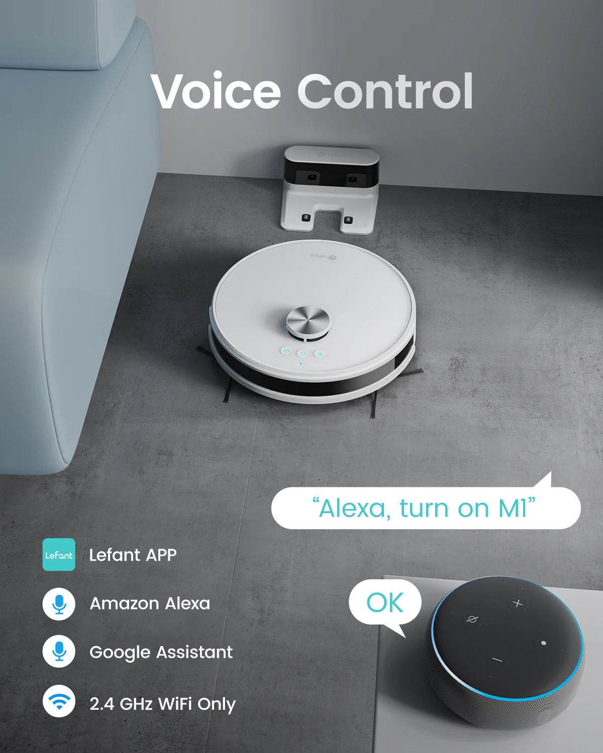 LEFANT M1 Robot aspirateur avec cartographie multi-étages, 4000Pa, batterie 4000 mAh, Navigation LDS, APP/Alexa, appareil ménager intelligent