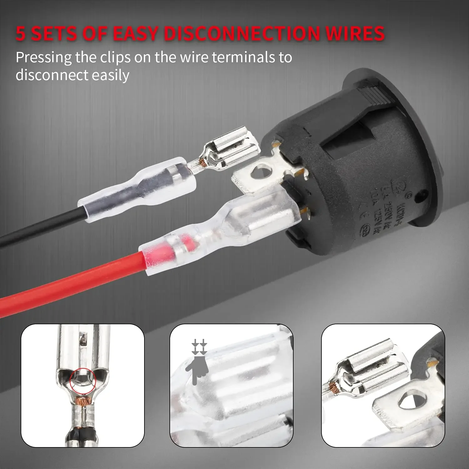DaierTek 5PCS ON Off Runde Wippschalter SPST 20mm Mini 12 Volt DC Mini Kreis Kippschalter 12V für Auto Automotive RV 2 Pin