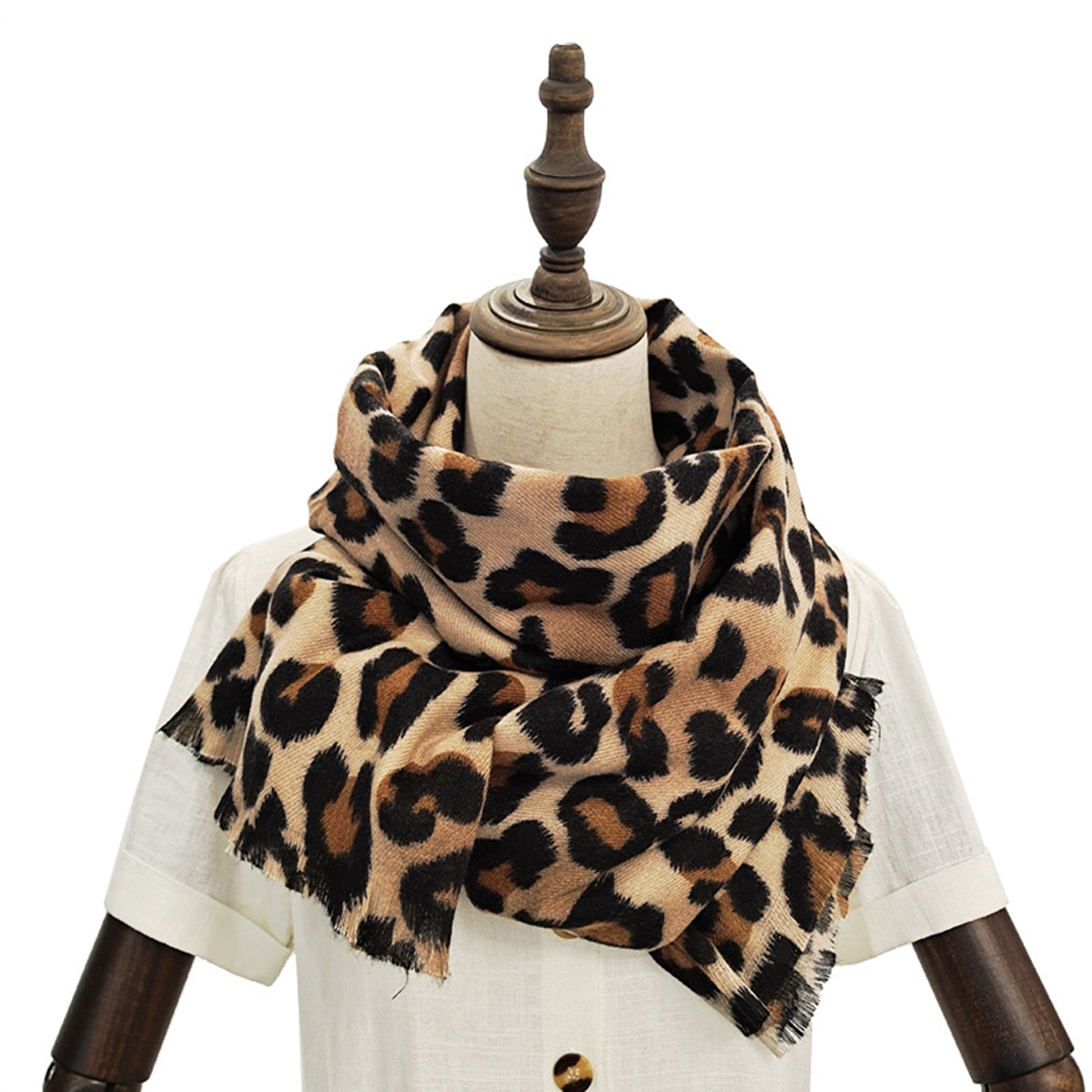 Bufanda de leopardo, pañuelo de Cachemira de imitación para mujer, bufanda más vendida de invierno, cubierta para el cuello, pañuelo a prueba de viento para exteriores