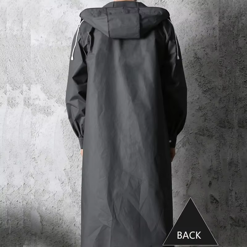 Moda preto adulto blusão estilo impermeável longo capa de chuva das mulheres dos homens com capuz ao ar livre motocicleta, bicicleta, caminhadas, pesca
