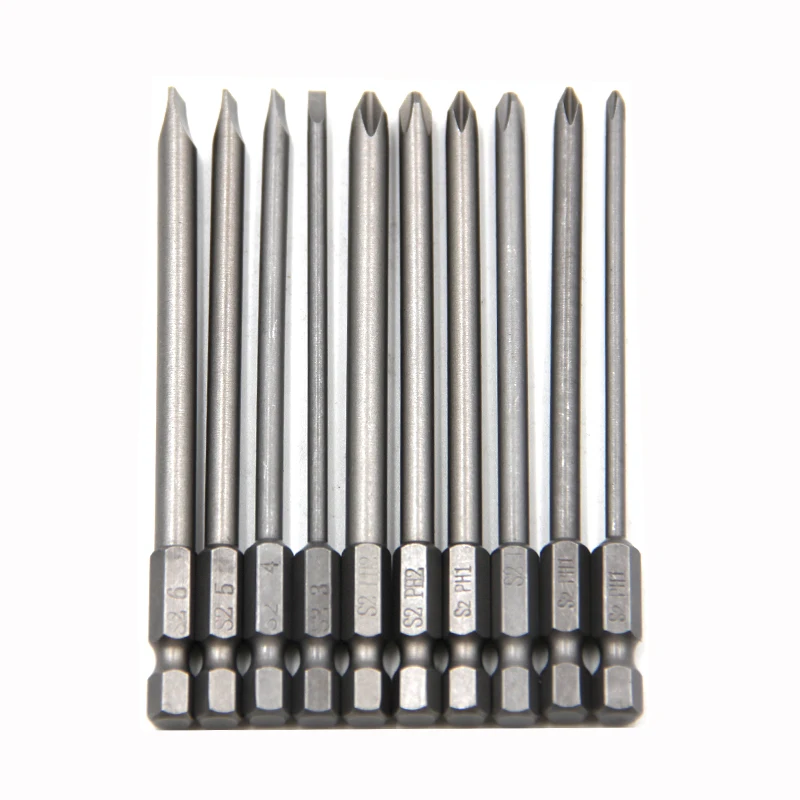 10pc Croce 100mm Manico Esagonale Set di Cacciaviti Magnetico Dritto Esteso Cacciavite Accessori per Utensili Elettrici