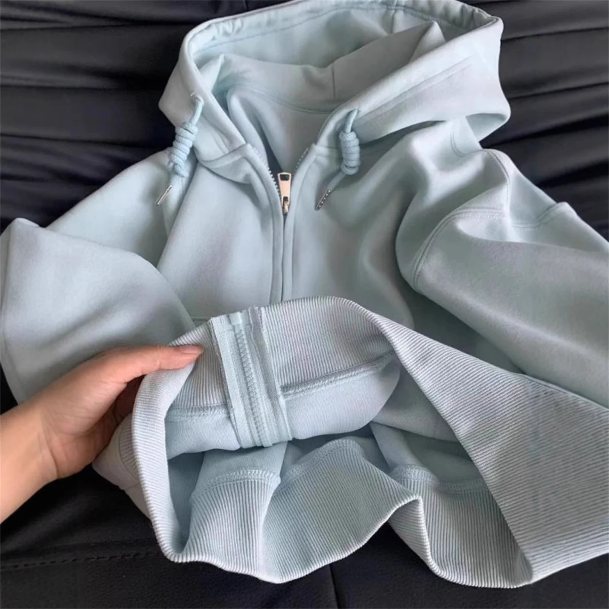 Início do outono chique casual jaquetas com capuz fino ajuste manga longa recortada superior zip-up quente cardigan estilo coreano moletom com capuz