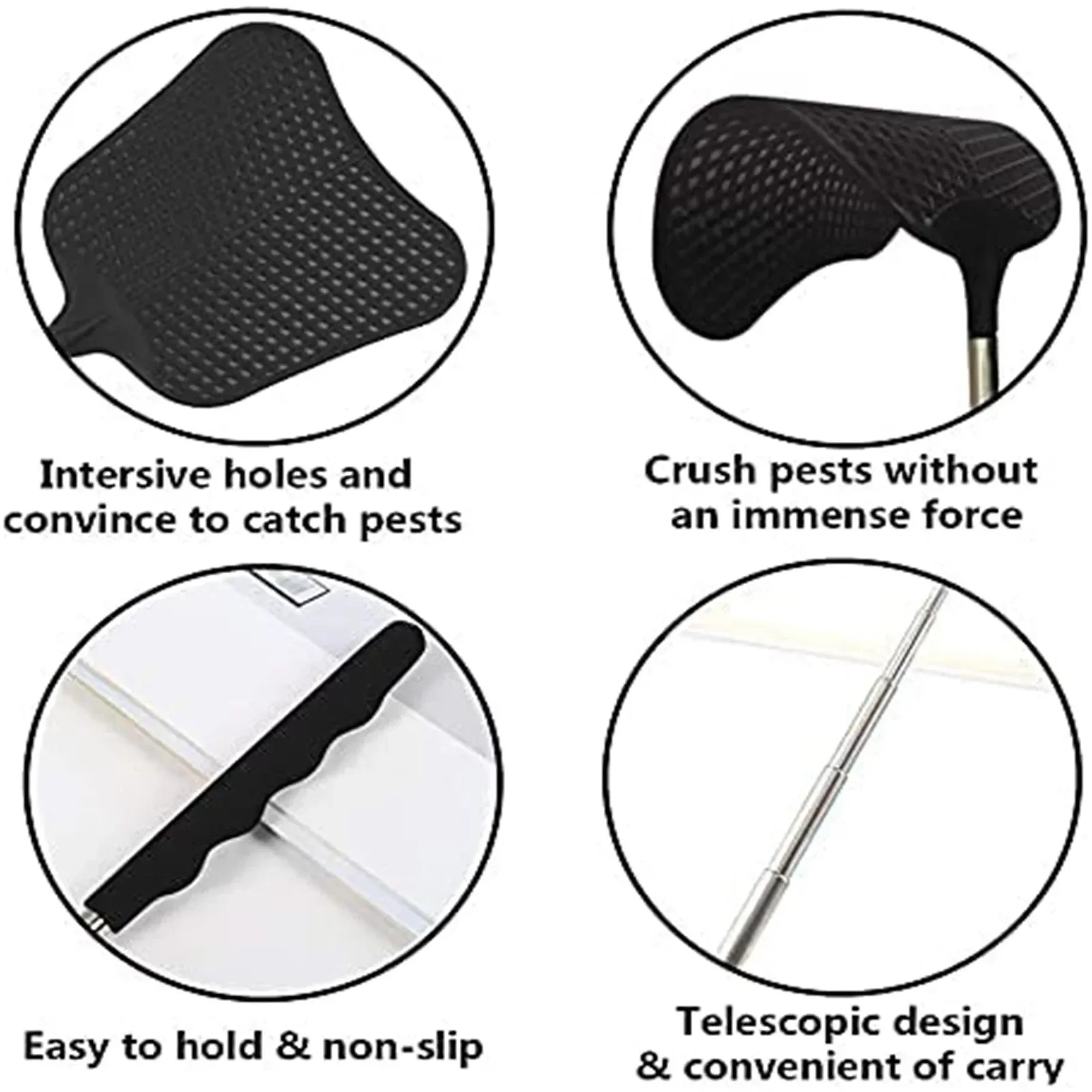 Scacciamosche telescopici Scacciamosche in plastica resistente durevole con strumento repellente per zanzare in acciaio inossidabile Accessori per la casa Strumenti
