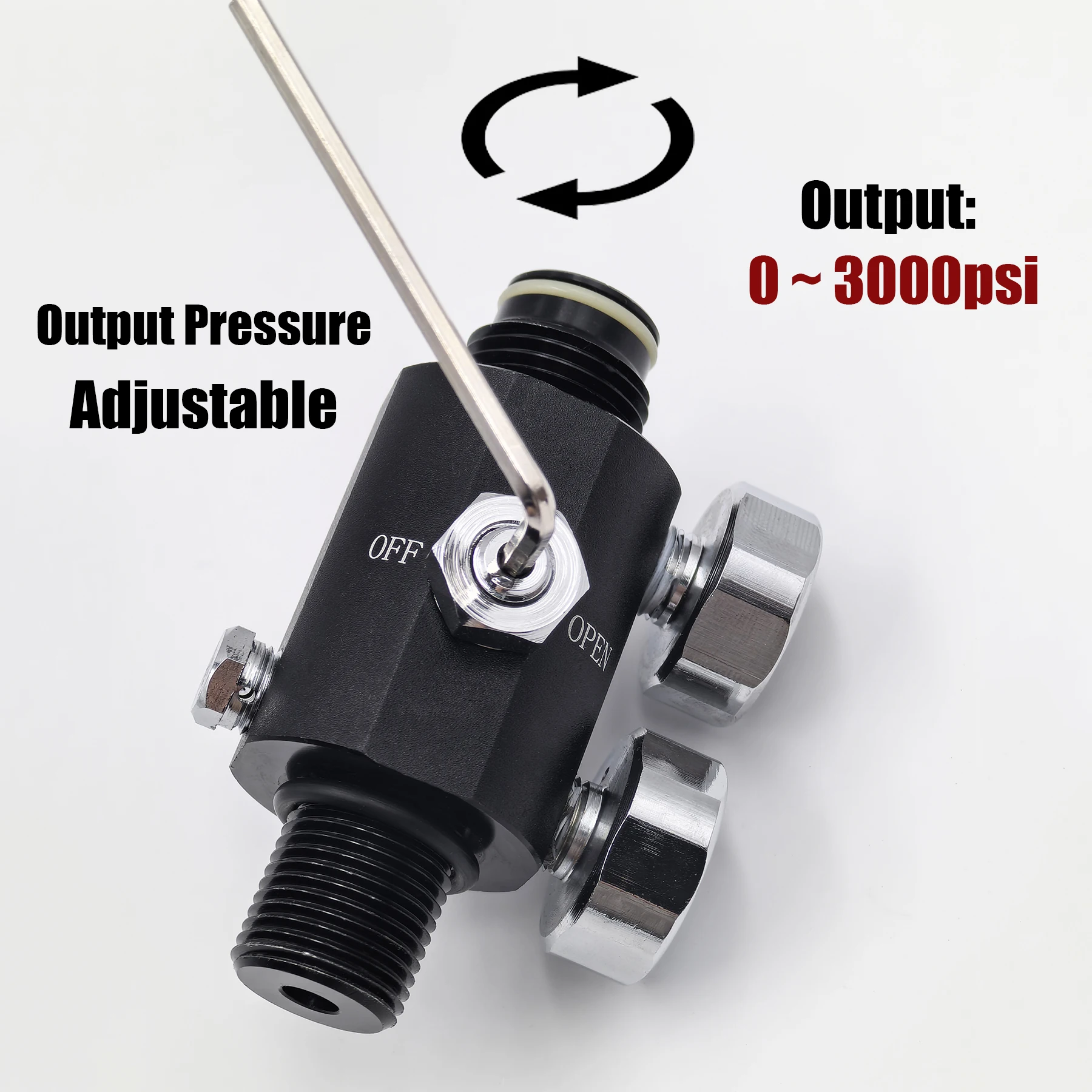 HPA Regulator with Pin Air Valve Regulated Output 0 to 3000psi M18*1.5, 5/8"-18UNF Dual Gauge Adjustable Pneumatic Fill Station