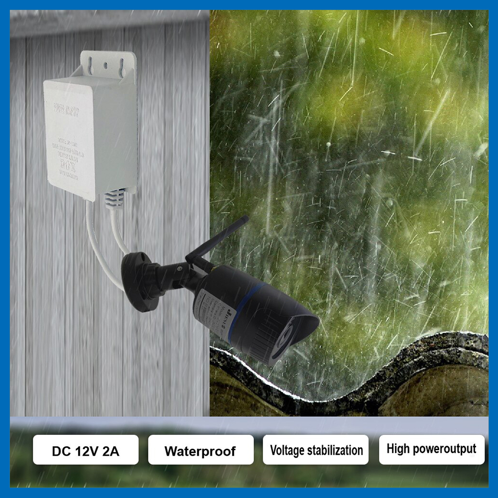 Adaptador de corriente impermeable DC12V 2A UE para cámaras de seguridad CCTV de vigilancia cámara AHD DVR NVR entrada AC100V-240V 5,5mm * 2,1mm