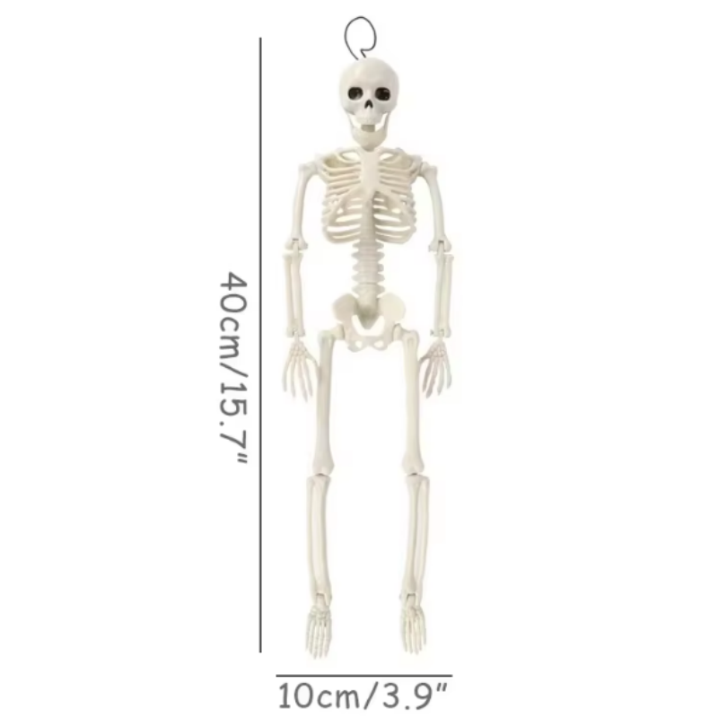 Skeleton Halloween Decorations 40cm Posable Funny Lifelike Plastic Skeletons for Haunted House Graveyard Scene Party Props Decor