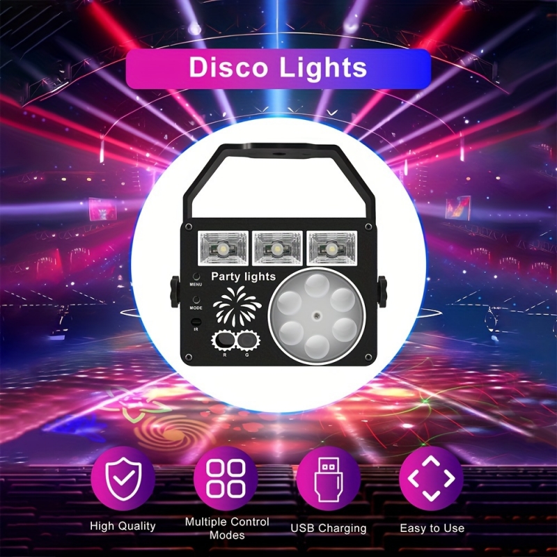 ディスコライトパーティーライト DJ ライト LED プロジェクターハニカムパターン音楽制御舞台効果ライトパーティーホームホリデーデコレーション