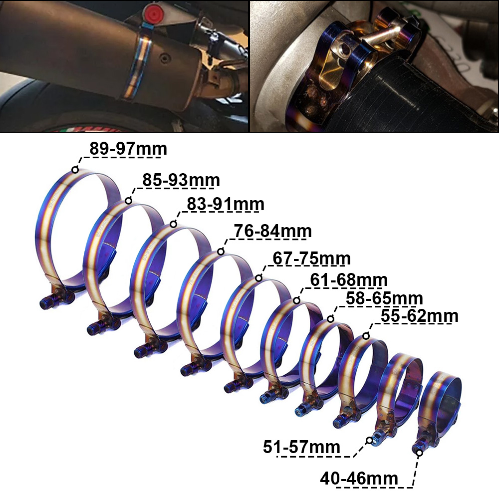 40 ミリメートルに 97 ミリメートルホースクランプキットステンレス鋼 1.57 "に 3.81" T ボルト調整可能なパイプ修正クリップユニバーサルホースクランプチタンブルー