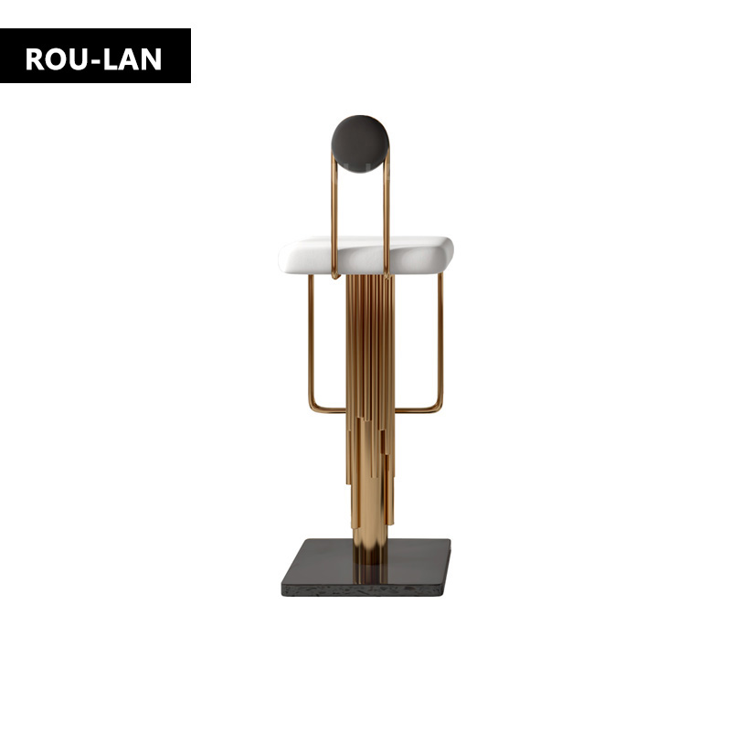 Chaise de Bar de luxe légère, Simple et moderne, tabouret haut, dossier de maison, chaise haute en filet d'acier inoxydable, chaise de réception rouge