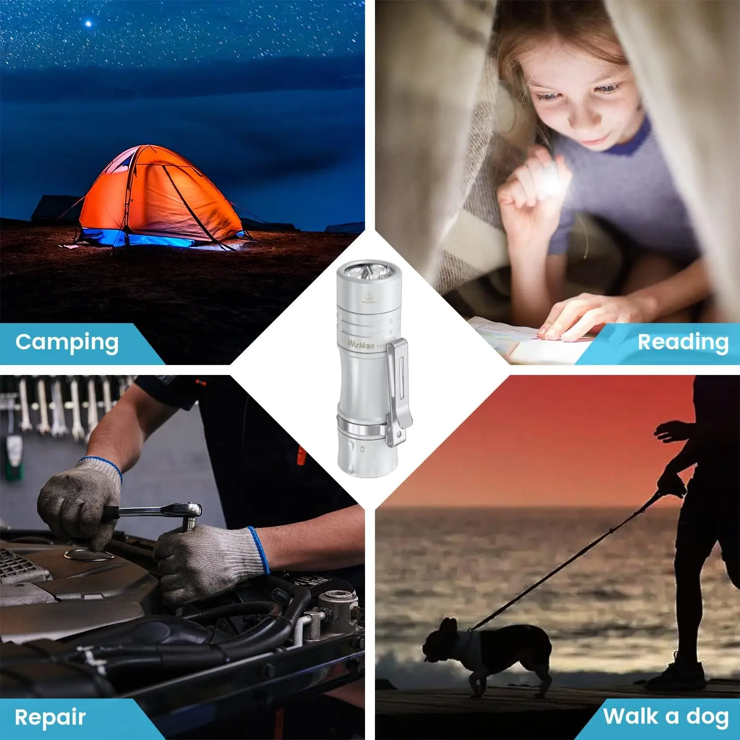 Wurkkos New TS10 V2 14500 Powerful Mini EDC Flashlight with 3* 90 CRI LEDs and 3* RGB Aux LEDs Anduril 2.0 Max 1400lm IPX8 Torch