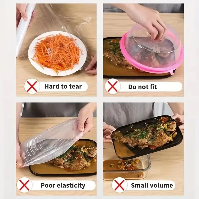 Sacchetti elastici per la conservazione della freschezza da 100 pezzi coperchi per ciotole in plastica elasticizzata coperchi per la conservazione degli alimenti tappi per guarnizioni da cucina