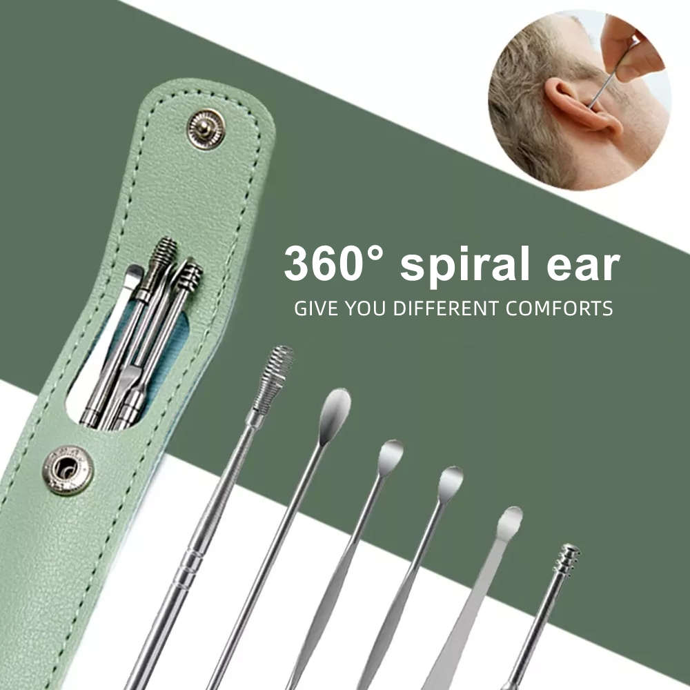 6 Cái/bộ Tai Ráy Tai Dụng Cụ Gắp Đồ Inox Earpick SÁP TẨY Xuyên Bộ Dụng Cụ Lấy Ráy Tai Curette Thìa Chăm Sóc Tai Sạch Sẽ dụng Cụ