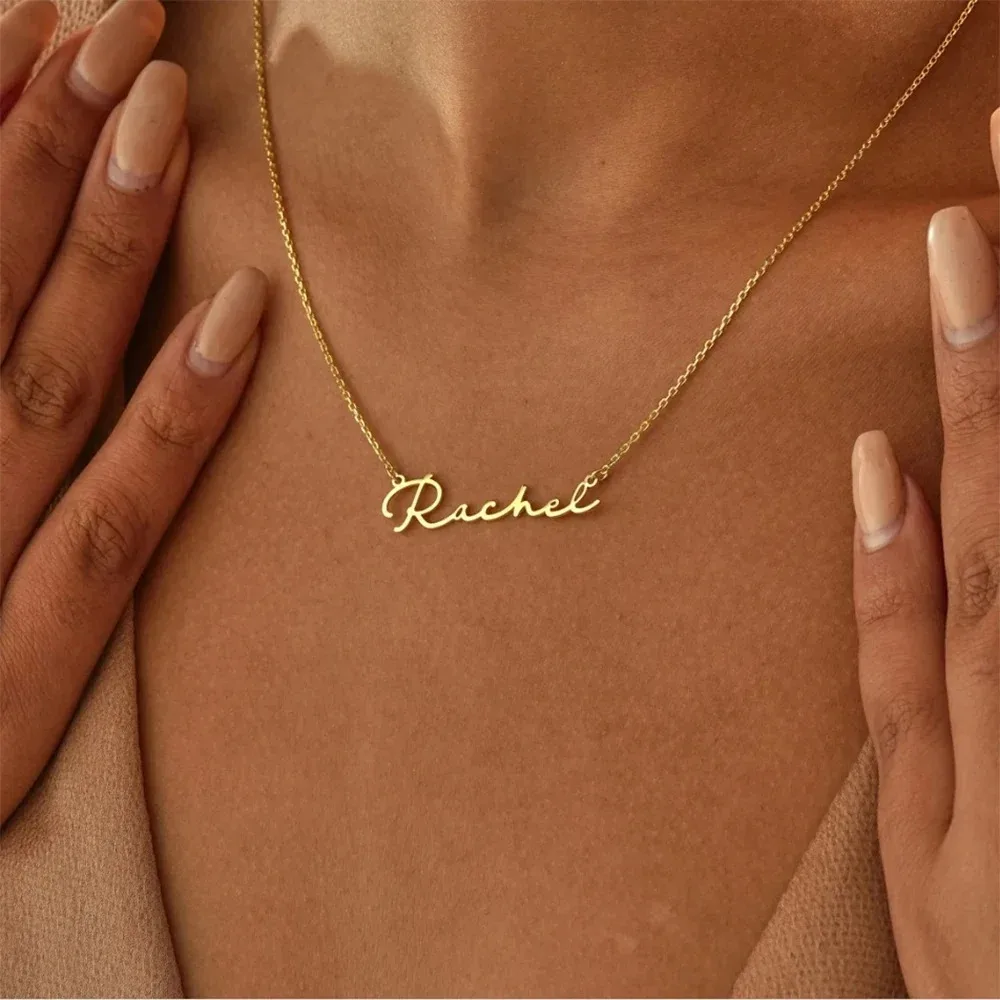 Colar com nome personalizado, joia com nome de aço inoxidável, presente de aniversário para sua dama de honra, presentes para o dia das mães
