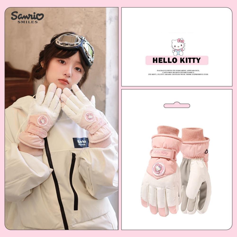 Kawaii Plüsch Skihandschuhe Kuromi Cinnamoroll Touchscreen Sanrio Anime Hello Kitty Winter verdicken warme Handschuhe wasserdicht Geschenk