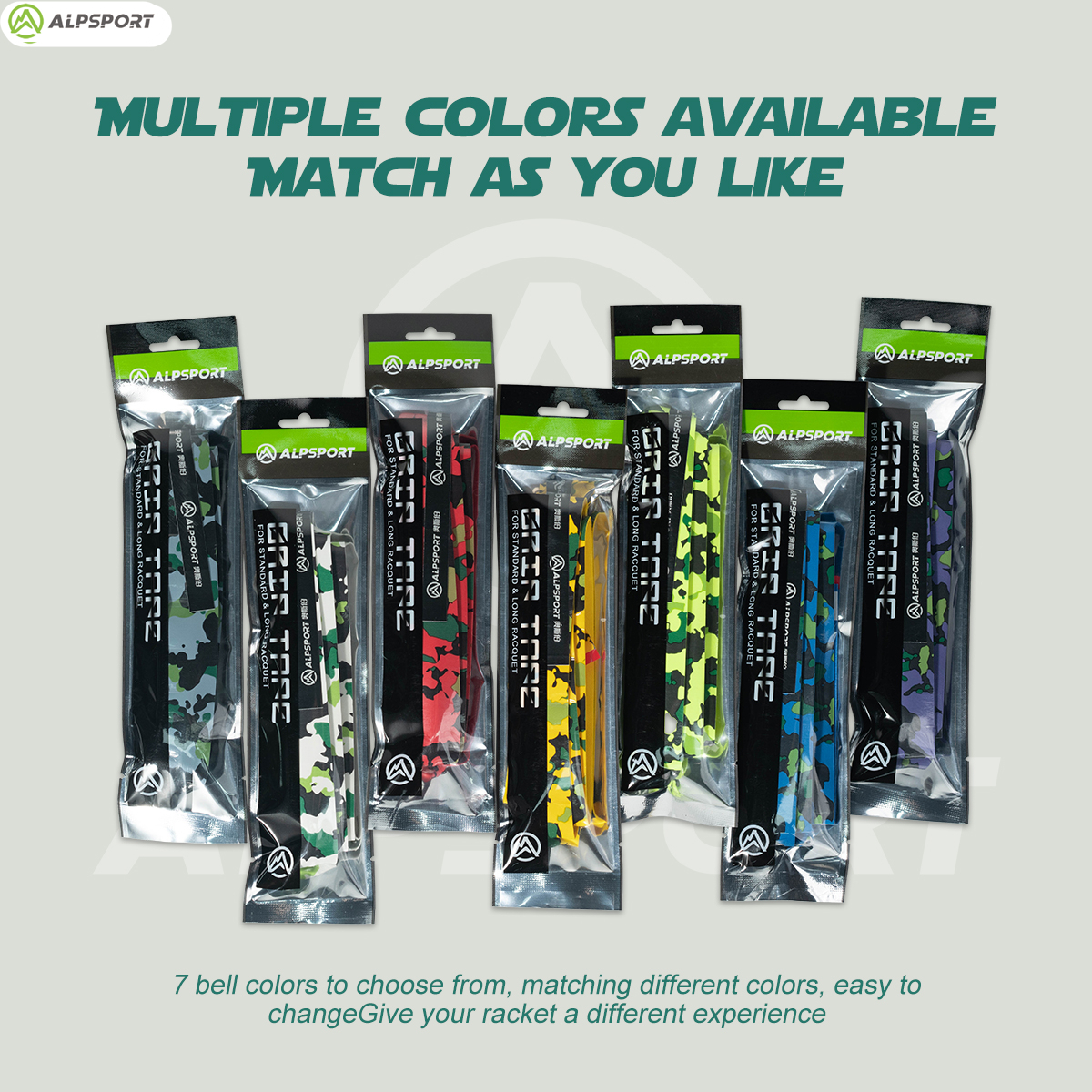 แอลป์สปอร์ต 4 ชิ้น/ล็อต สายรัดกันเหงื่อสำหรับเล่นกีฬาระบายอากาศลื่นลายพราง เทปไม้เทนนิส ไม้แบดมินตัน ที่จับคันเบ็ด อุปกรณ์การฝึกอบรมกลางแจ้ง