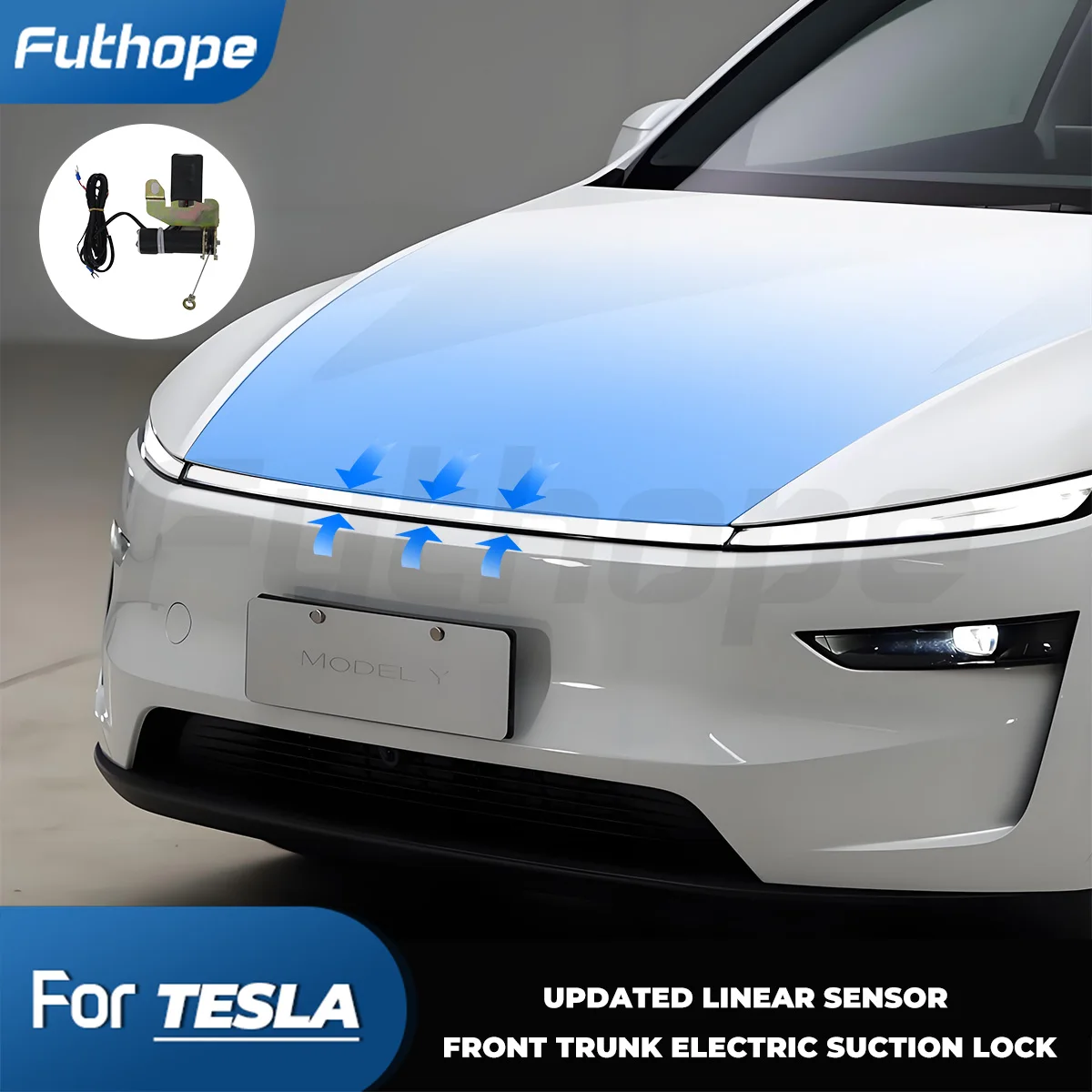 Передняя запасная коробка Futhope второго поколения, электрический замок с мягким закрыванием для Tesla Model 3 Y, Highland Juniper, автоматическая адсорбция