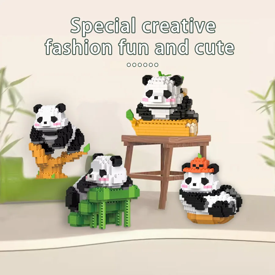Micro particle building block toy panda cartoon model puzzle assembly children's puzzle toy