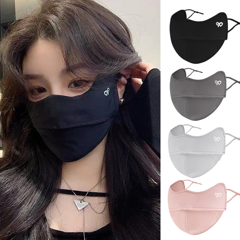 Máscara de seda gelo de verão proteção solar uv motocicleta ciclismo máscara facial das mulheres dos homens respirável capa facial de seda gelo protetor facial