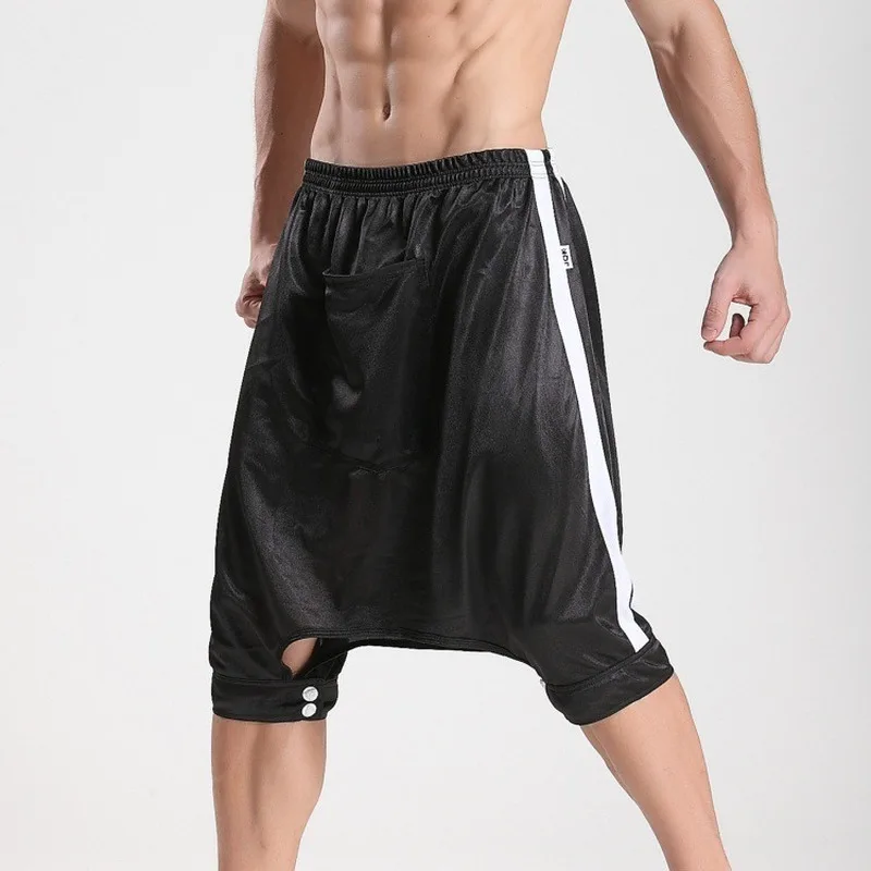 Pantalones de falda para hombre, Capris a la moda para el hogar, con entrepierna abierta, estilo club nocturno, cómodos y a la moda