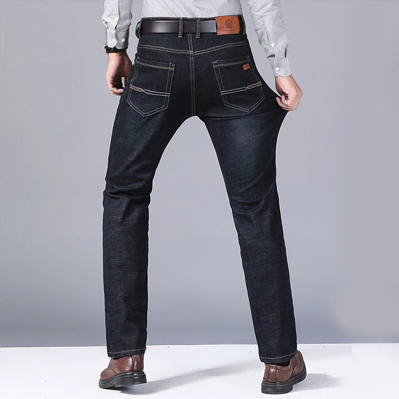 Pantaloni di jeans dritti morbidi da uomo 2025 Autunno Classico Business Nero Biker Jeans Tuta Masculino Pantalone Hombre Mannen Homme