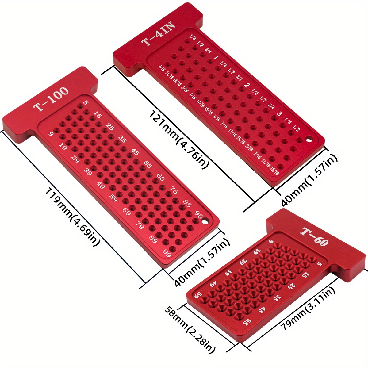 Woodworking Metric/Inch T-Square Hole Scribing Pocket Ruler Line Drawing Marking Gauge Carpenter Right Angle Protractor Layout