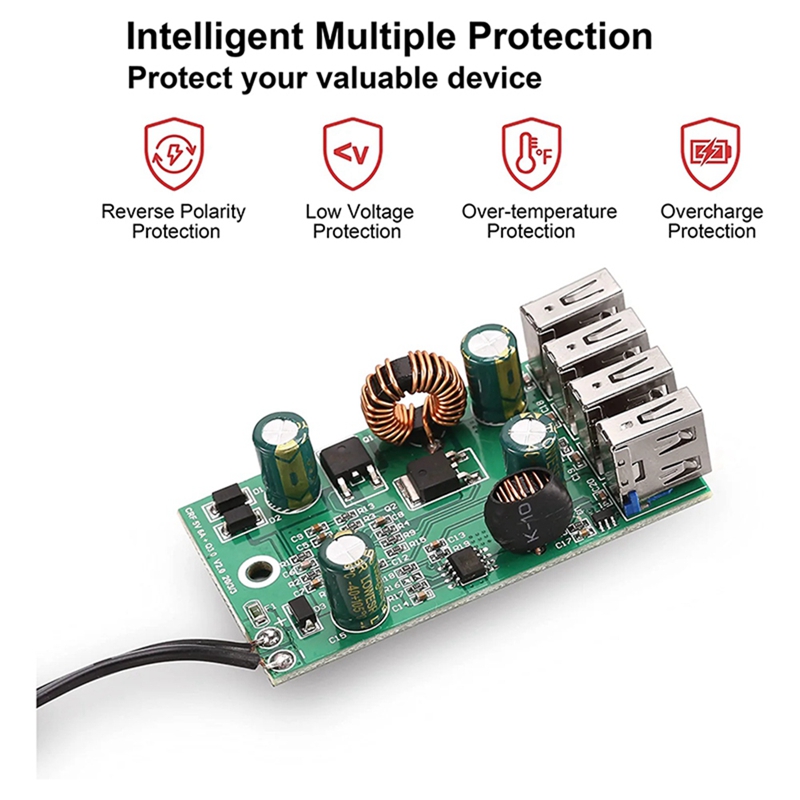 12V/24V To 5V 4-Port USB Charger Usb Charger Multiport Usb Charger With Battery Clip For Other Smart Phone & Tablets
