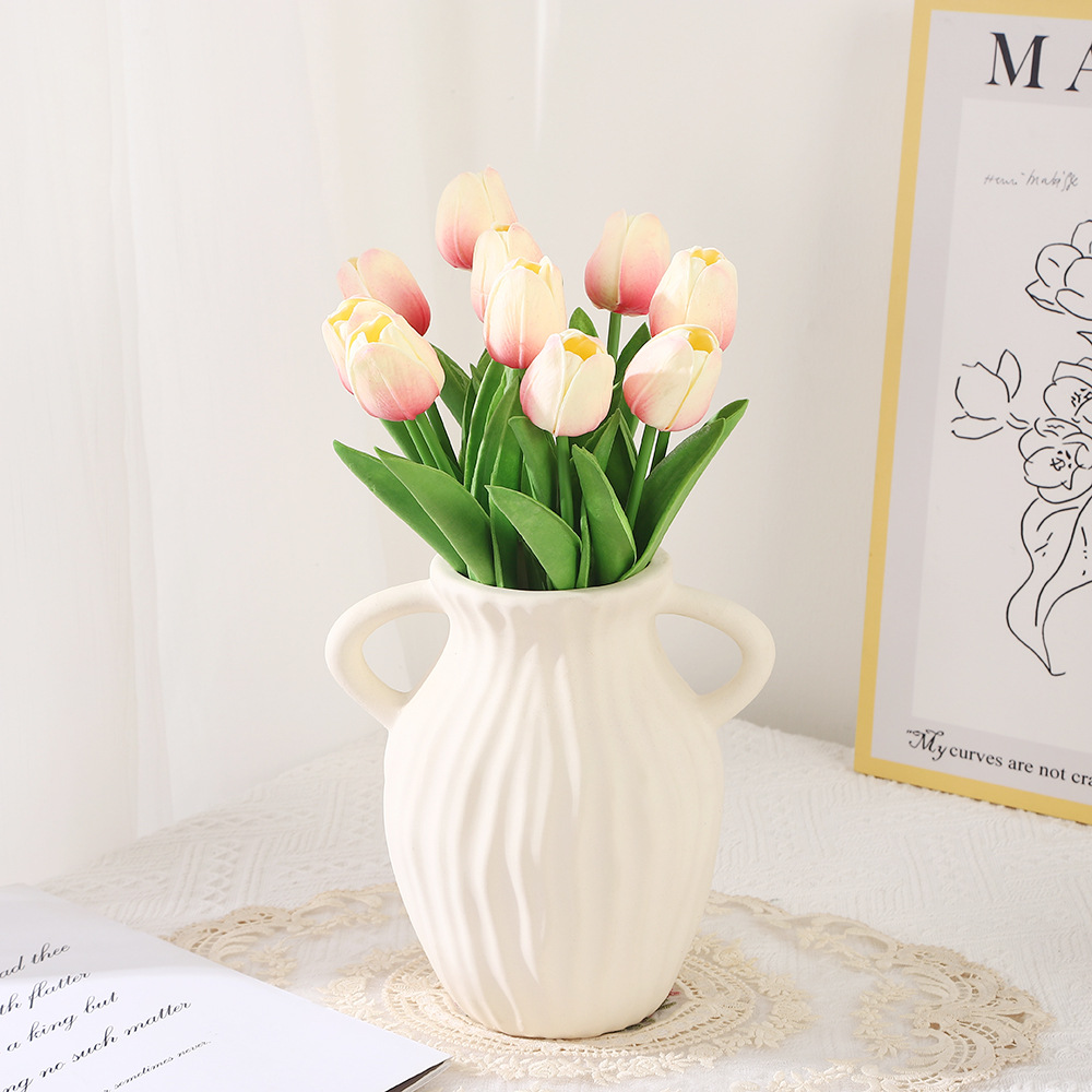 10PCS Artificial Tulips Flower Realistic Touch Tulip Flowers Fake Tulips Flowers for Home Table Vase Decor Wedding DIY Bouquet