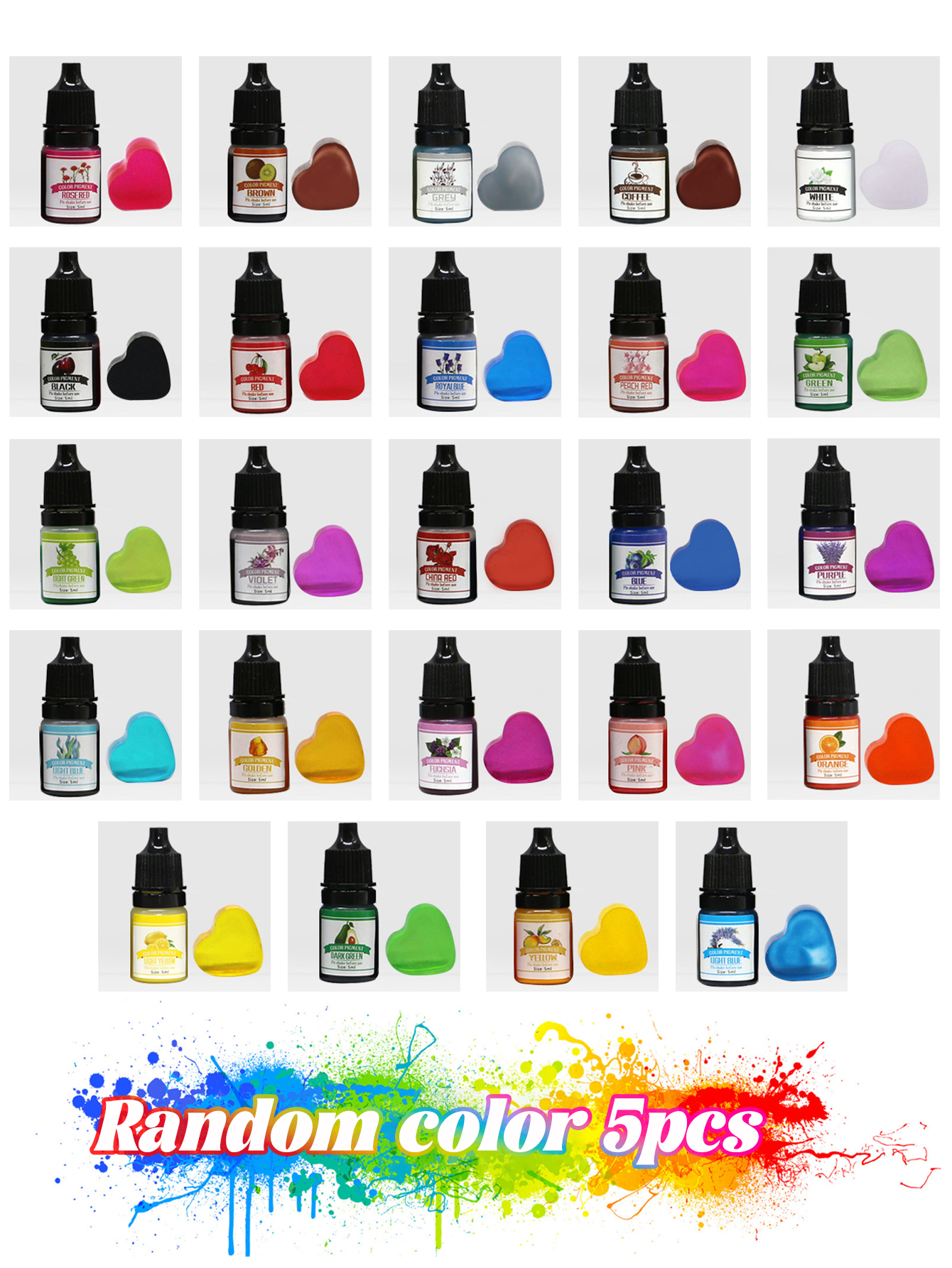 Pigmento epóxi 24 cores 5ml resina epóxi corante líquido resina epóxi corante para resina arte pintura jóias artesanato coloração