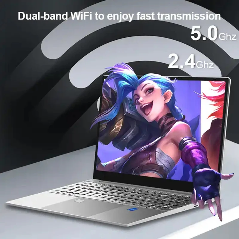 15.6" Laptop 1080P Gaming Notebook Intel Celeron N5095 4 Core 12G RAM 1TB SSD Full Size Backlit Keyboard Fingerprint WiFi BT4.0