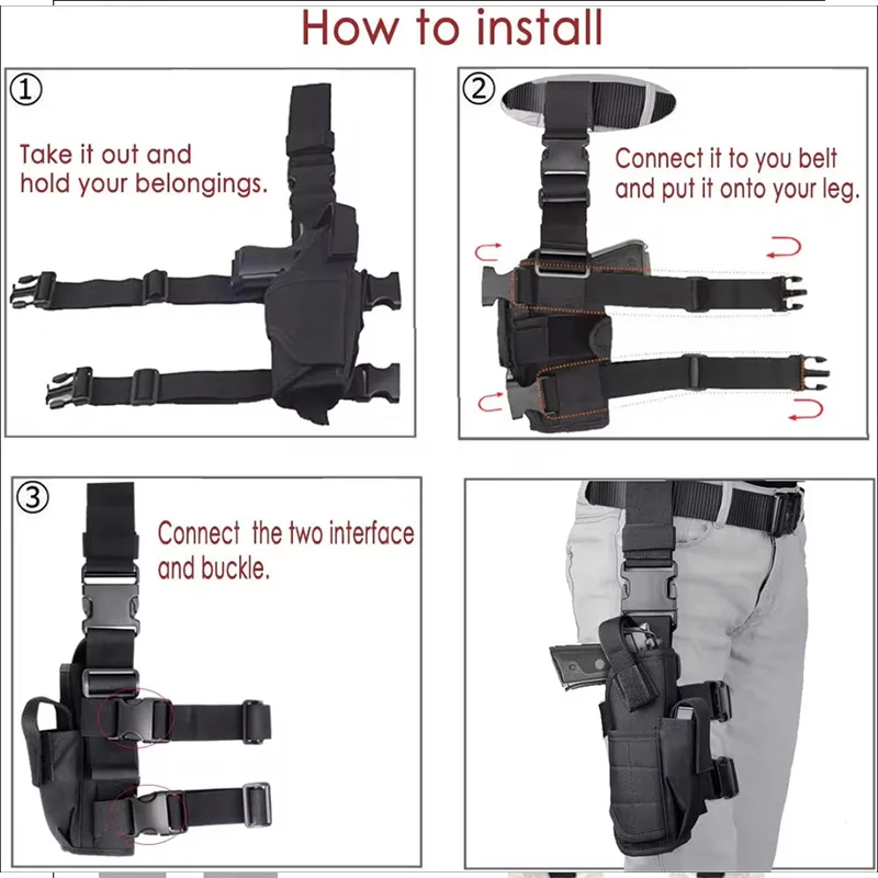 Funda para pistola de pierna izquierda/derecha, bolsa para pistola GLOCK 17/M9/P226/CZ 75, funda ajustable para pistola Airsoft para caza